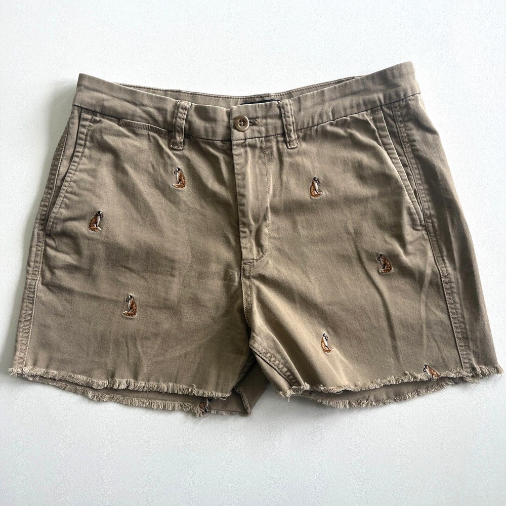J.Crew Chino Shorts FOX Embroidered Shorts Raw Hem 3.5"‎ Inseam Womens 8 #H3789